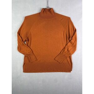 Zara Womens Burnt Orange Rust Turtleneck Raglan Sleeve Knit Sweater Size M
